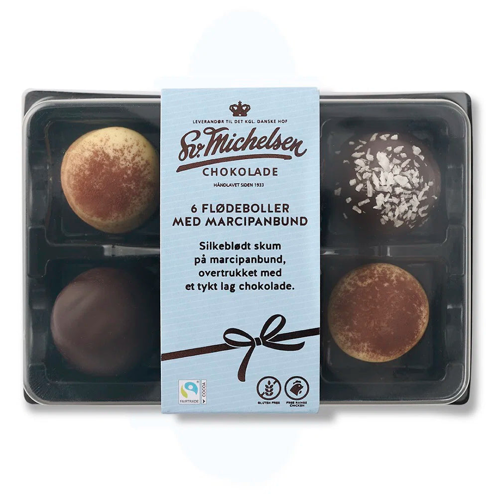 6 mini flødeboller klassisk/kokos/hvid